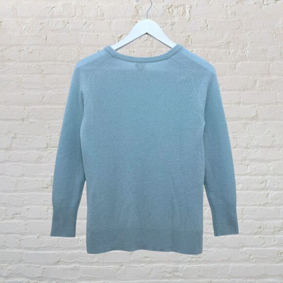 Halogen Cashmere Sweater Petite XS Blue Crew Neck Long Sleeve - Picture 3 of 15